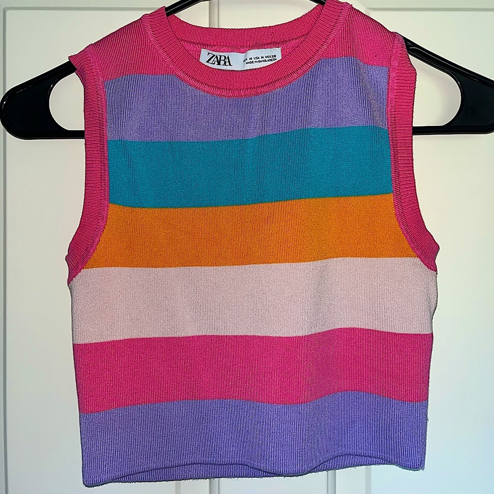 Colorful striped crop top (ZARA)